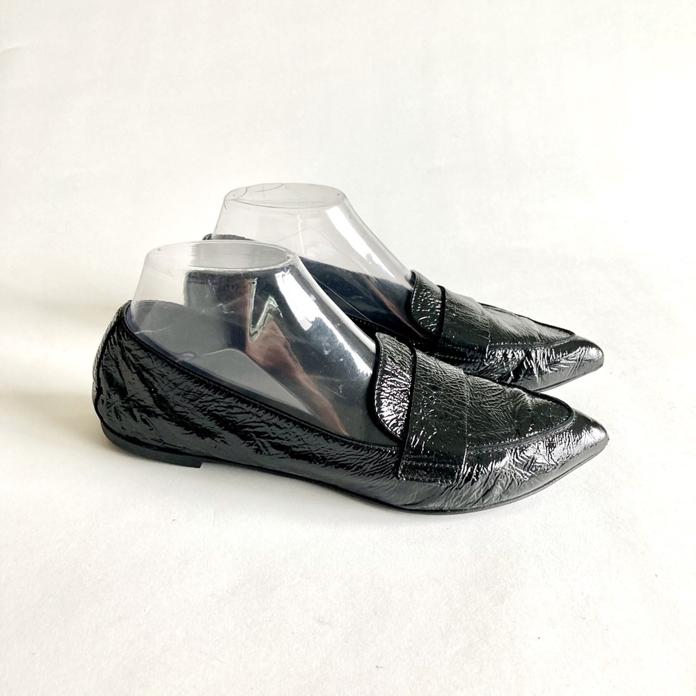 AGL Black Patent Leather Point Toe Flats size EUR 38, US 7.5
